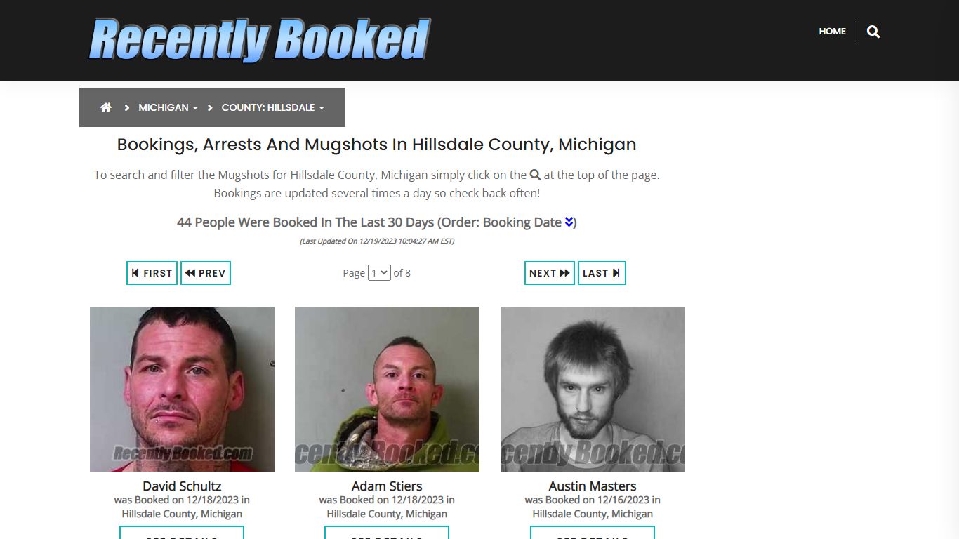 Bookings, Arrests and Mugshots in Hillsdale County, Michigan