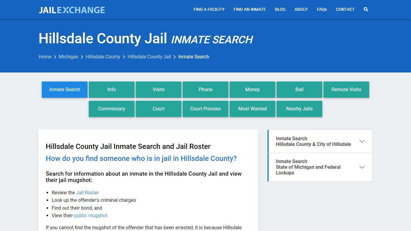 Inmate Search: Roster & Mugshots - Hillsdale County Jail, MI